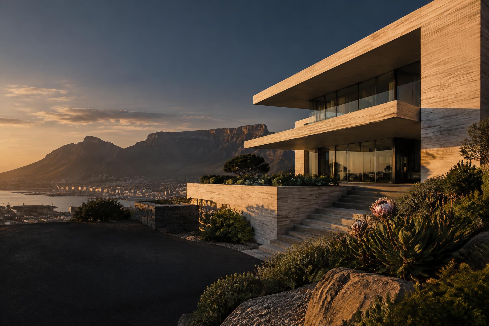 Contemporary Cape architecture overlooking Table Mountain