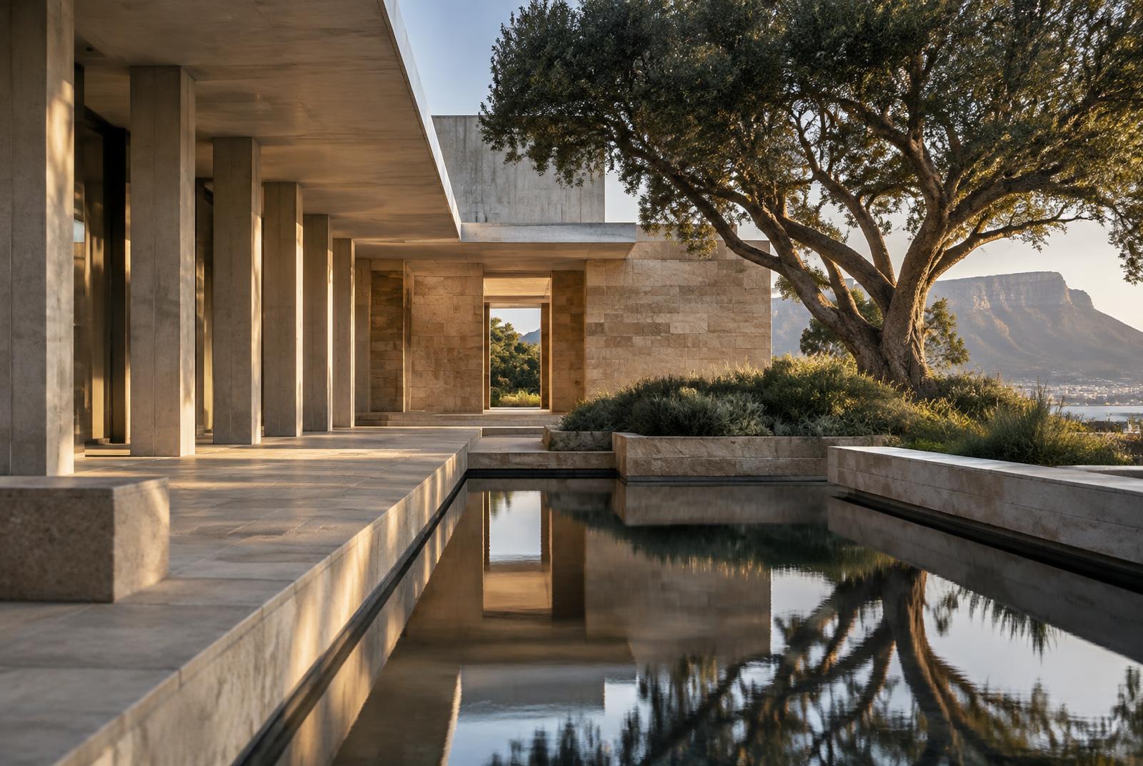 Layered architecture, indigenous landscape and reflecting pool
